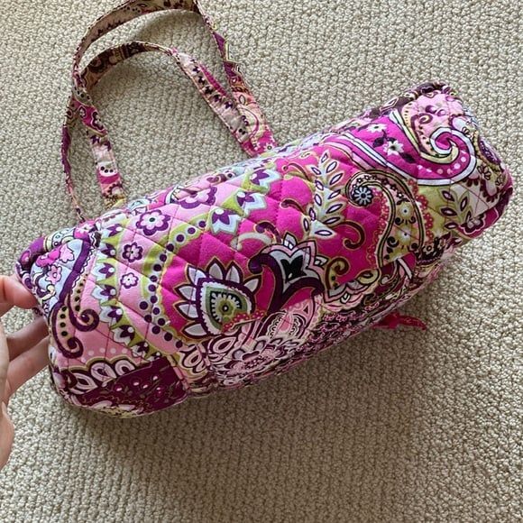 Vera Bradley Small Vera Tote Bag Magenta Retired Print Pattern Carryall Handbag - Picture 3 of 12